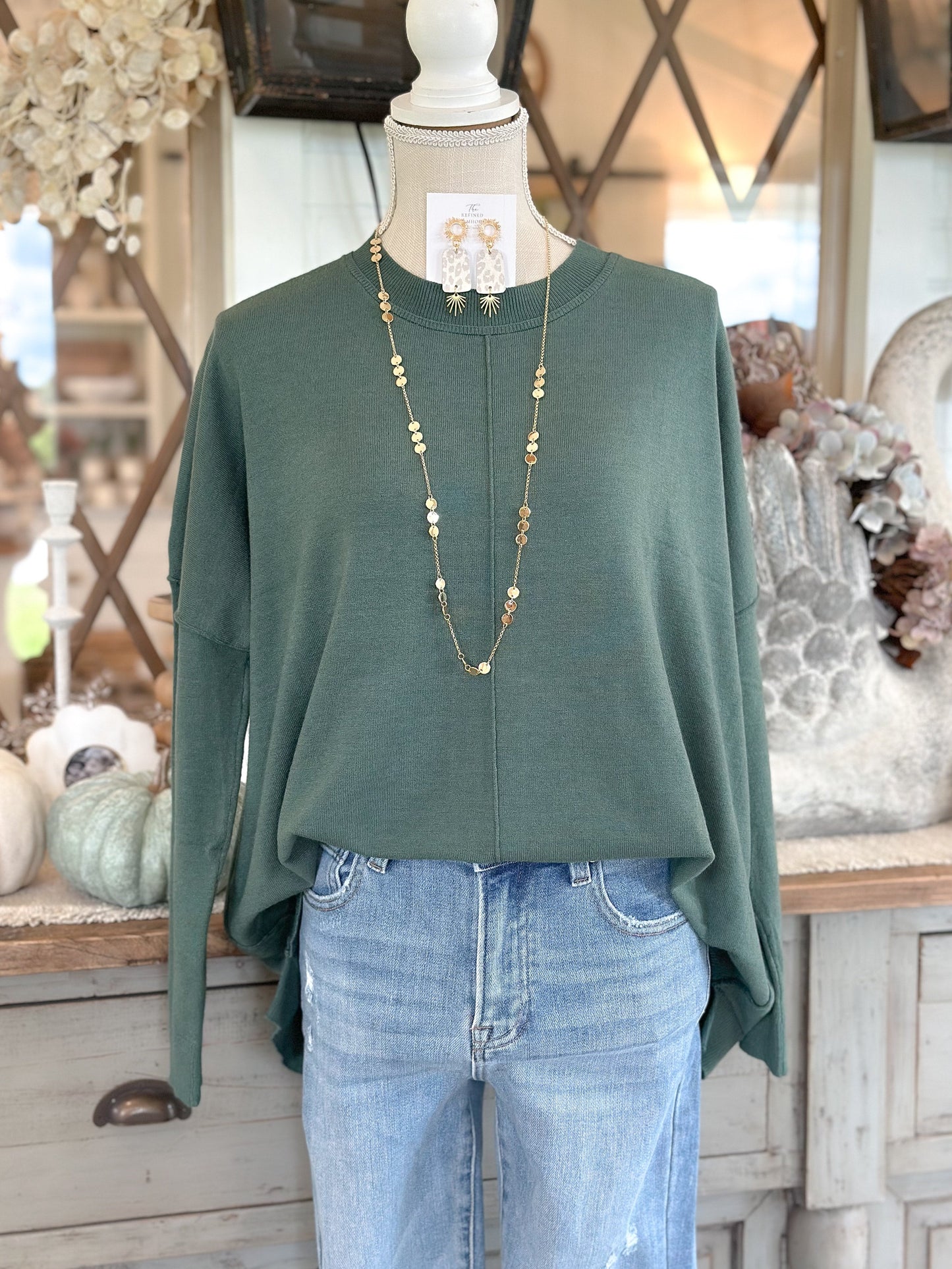 Juniper Green Round Neck Long Sleeve