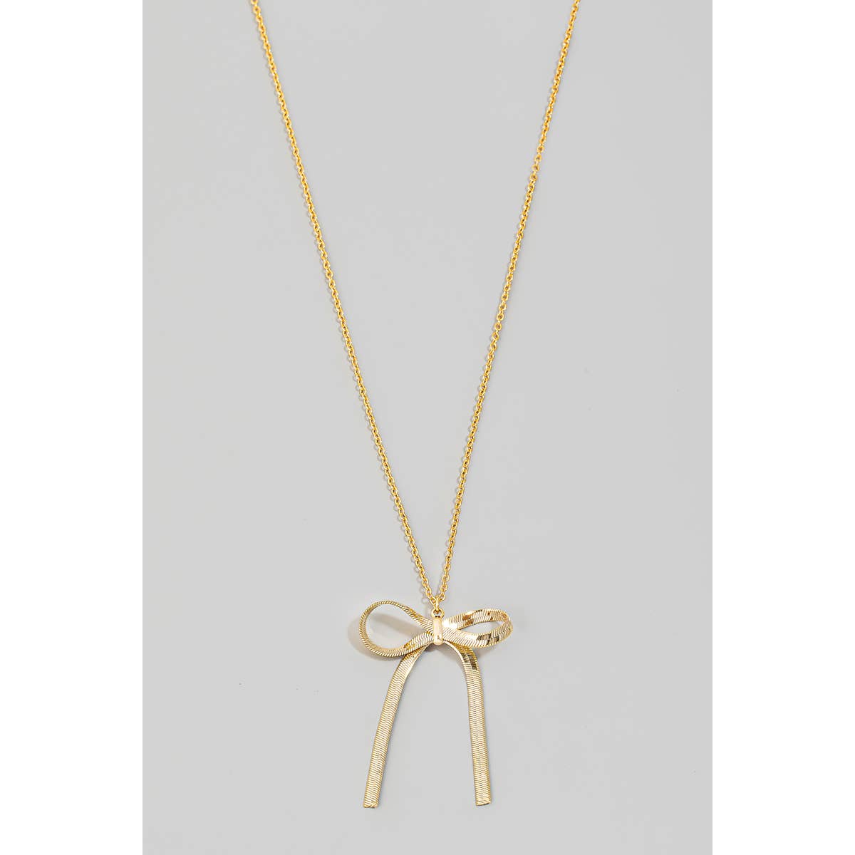 Herringbone Ribbon Bow Pendant Necklace