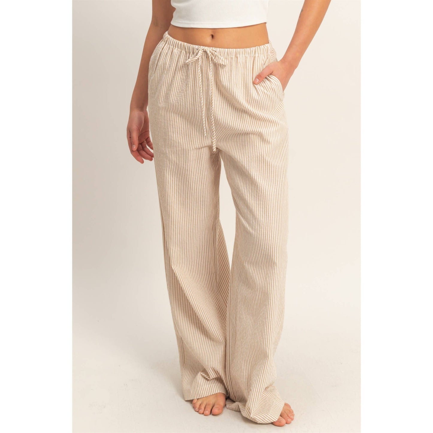 Easy Days Wide Leg Pants – Taupe Stripe