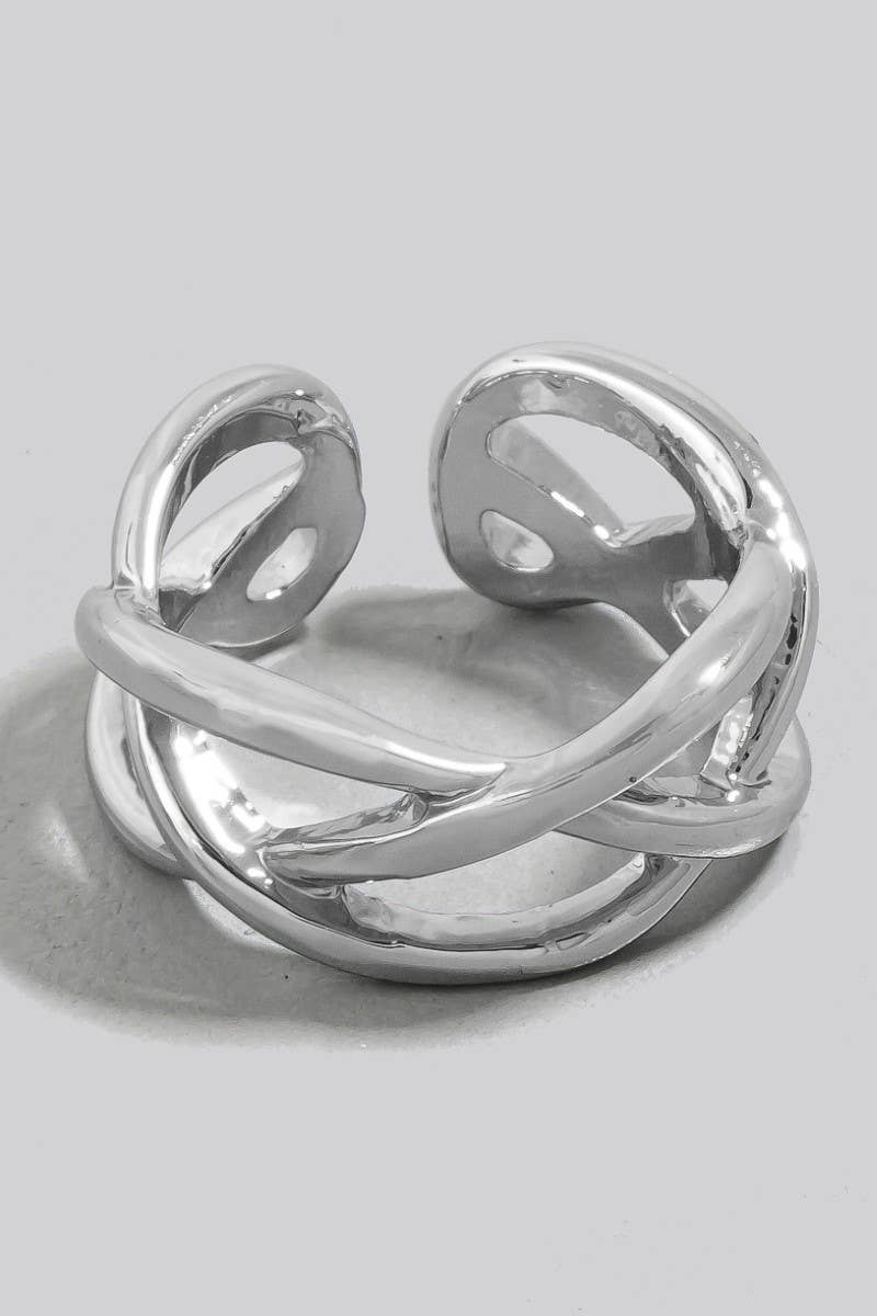 Metallic Woven Open Band Ring: G