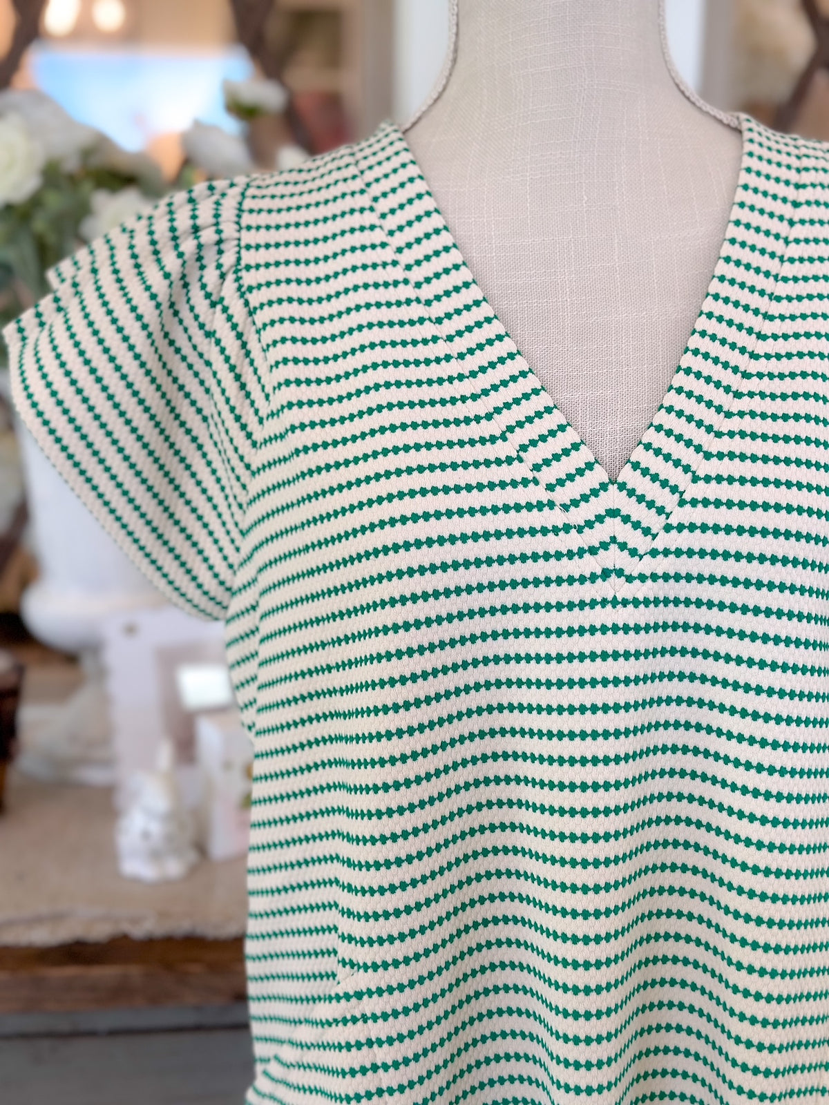 Green/White Stripe Dress