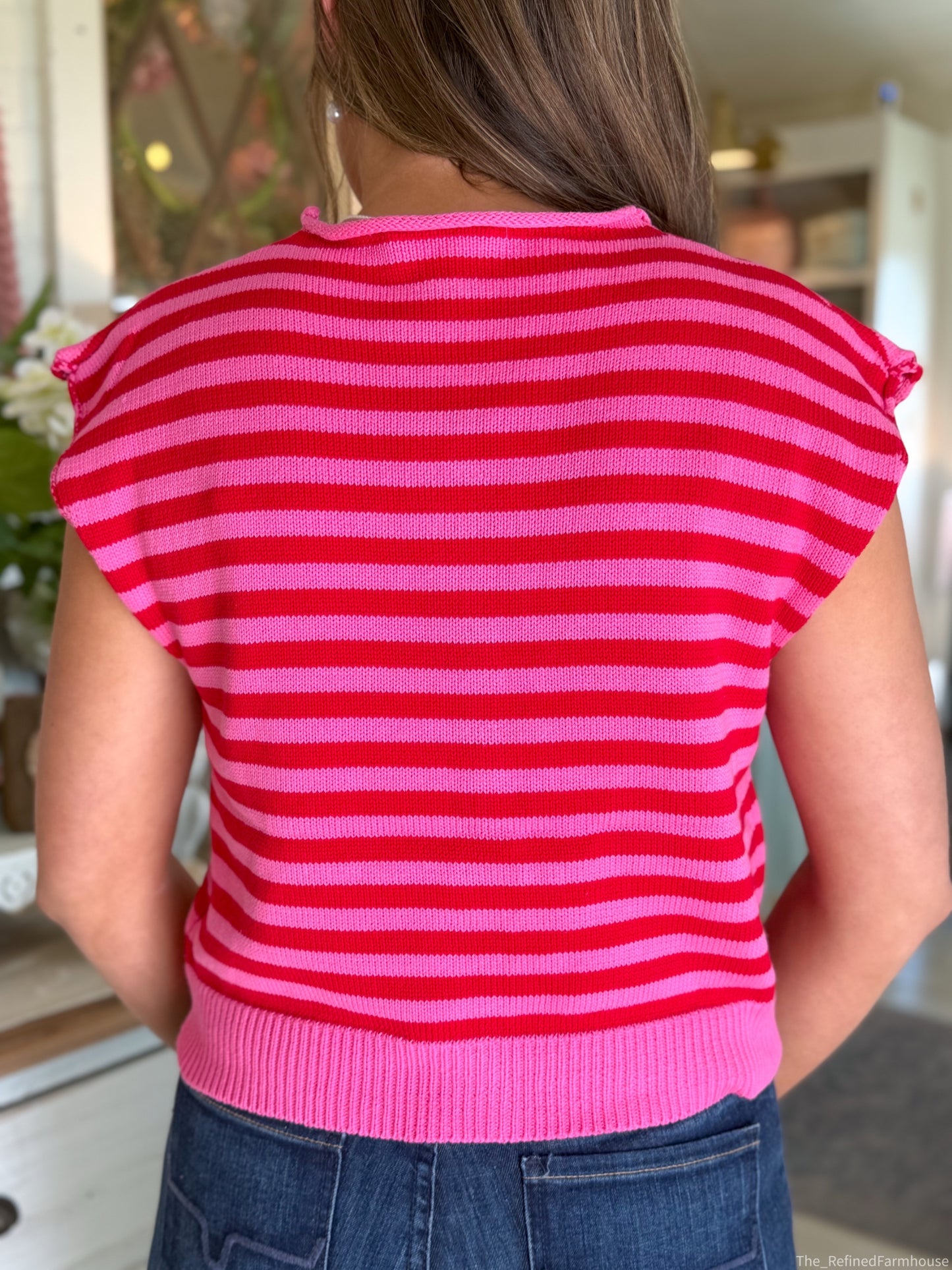 Strawberry Stripe Knit Top