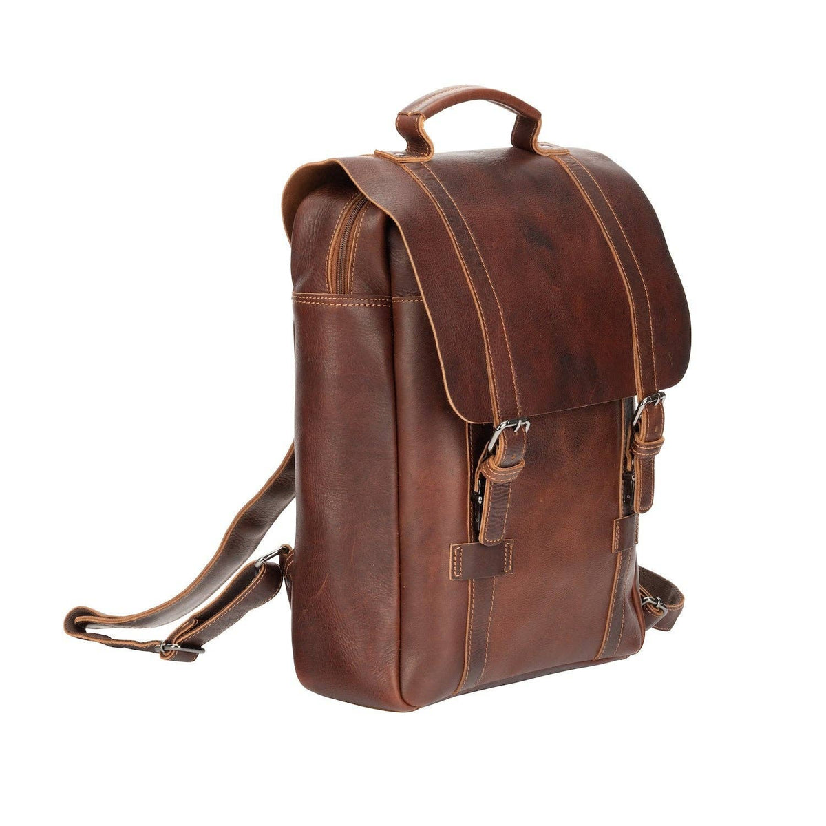 Leather Laptop Backpack Melbourne Sandal GW2023SAN: Brown
