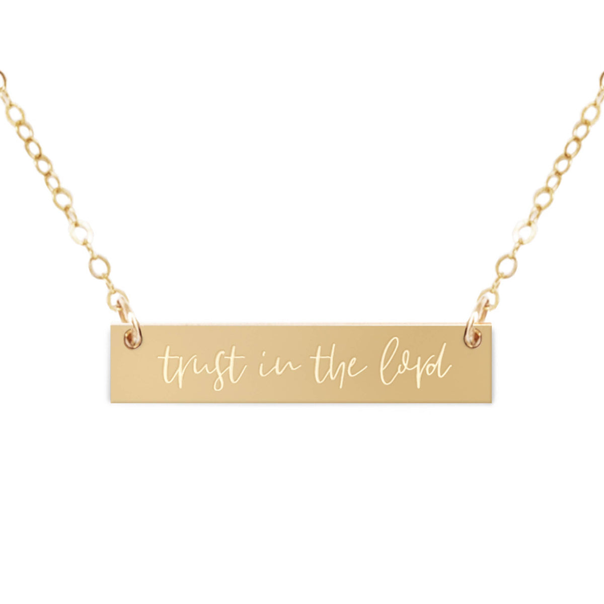 Trust in the Lord Bible Gold Filled Bar Christian Necklace