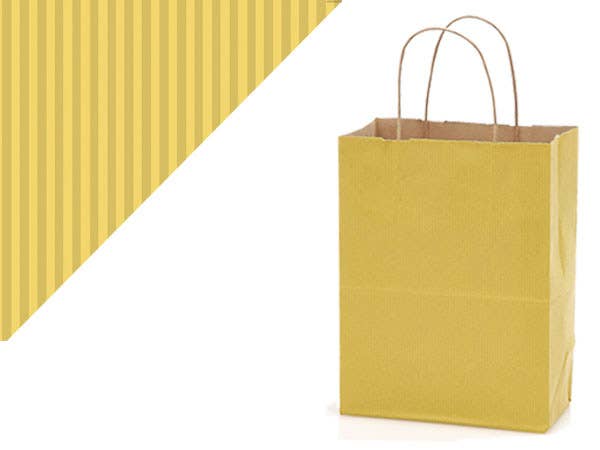 Recycled Shadow Stripe Kraft Paper Retail Shopping Bags: French Blue, 25 Pack, Vogue 16x6x13"