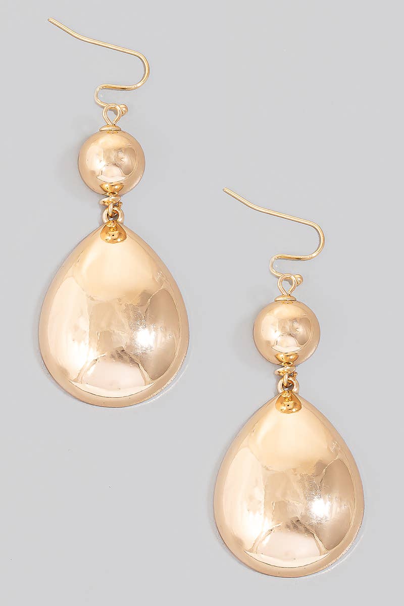 Metallic Tear And Sphere Dangle Hook Earrings: GD