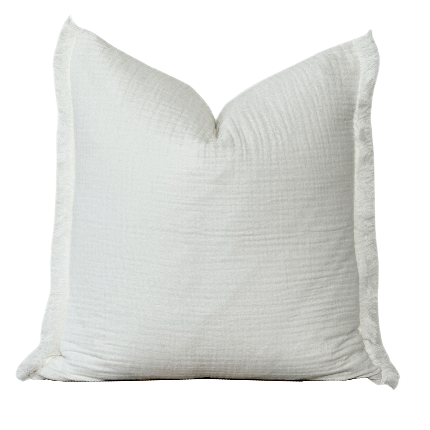 Gauze Fringe Pillow: Taupe