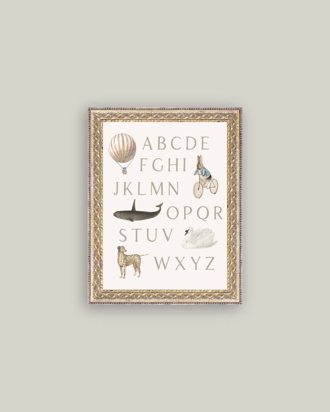 Alphabet with Vintage Art: 18x22