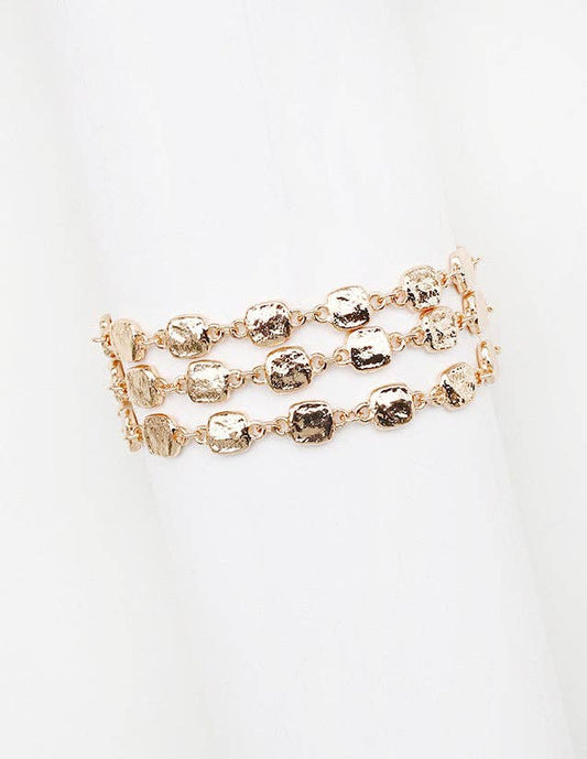 Three Layered Square Beaded Toggle Bracelet