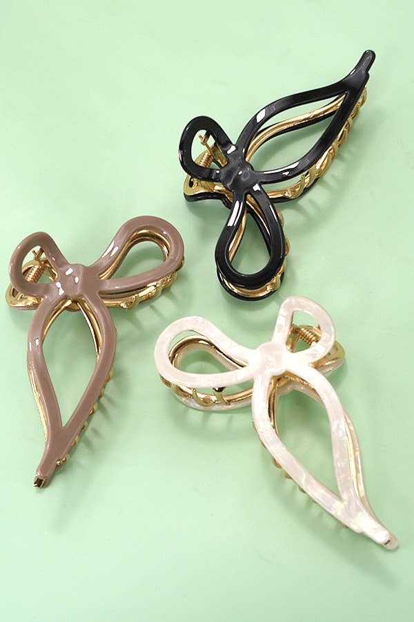 Ivory Jumbo Cellulose Casting Bow Hair Clip