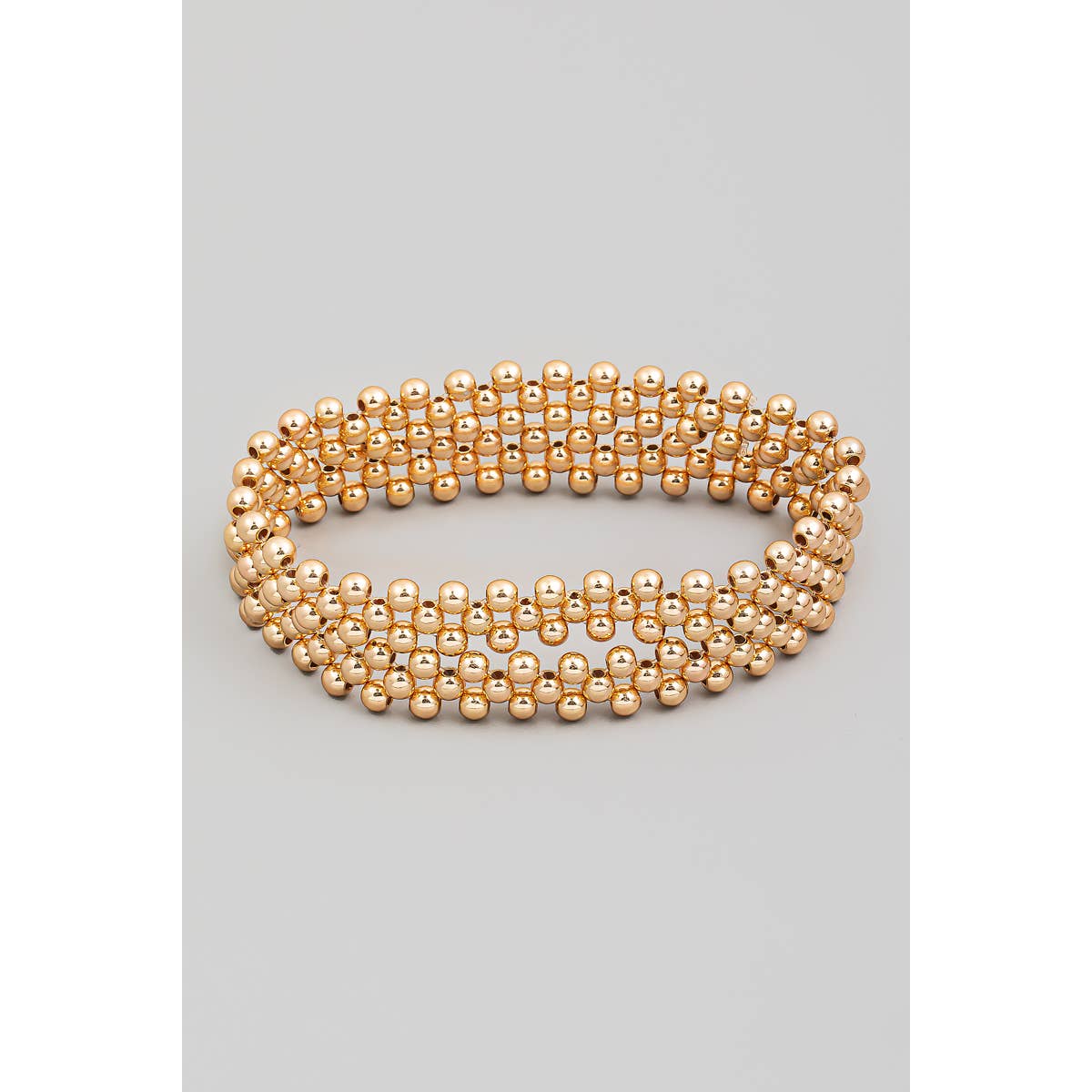Elastic Metallic Beaded Bracelet Set: G