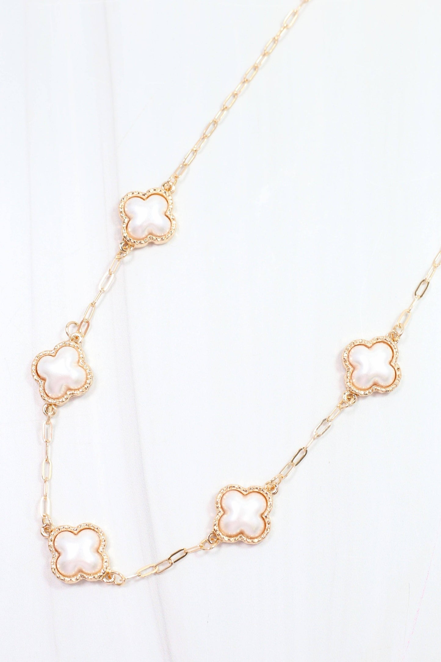 Burgess Pearl Clover Necklace Gold