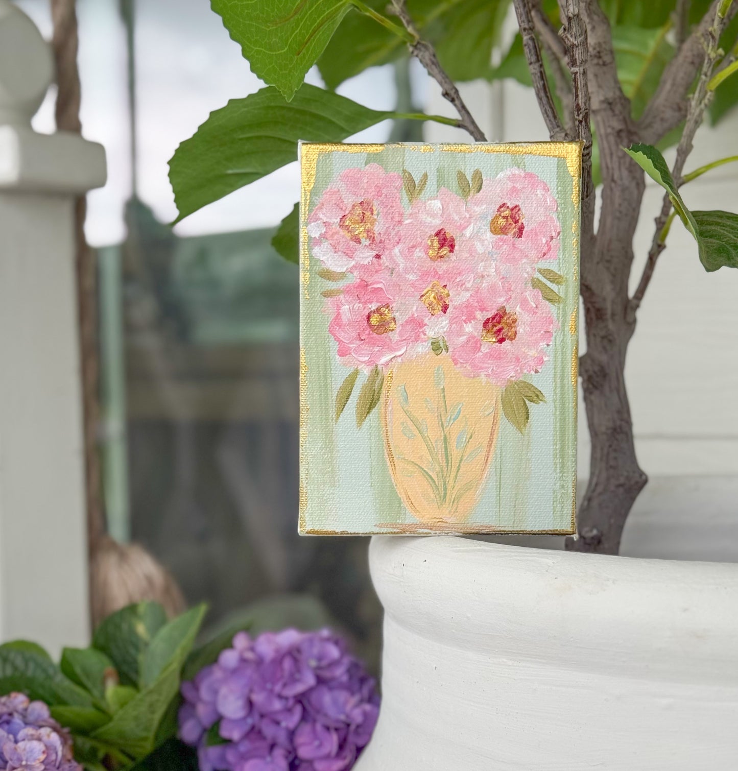 Blush Cottage Blooms | Hand Painted Original | 5x7