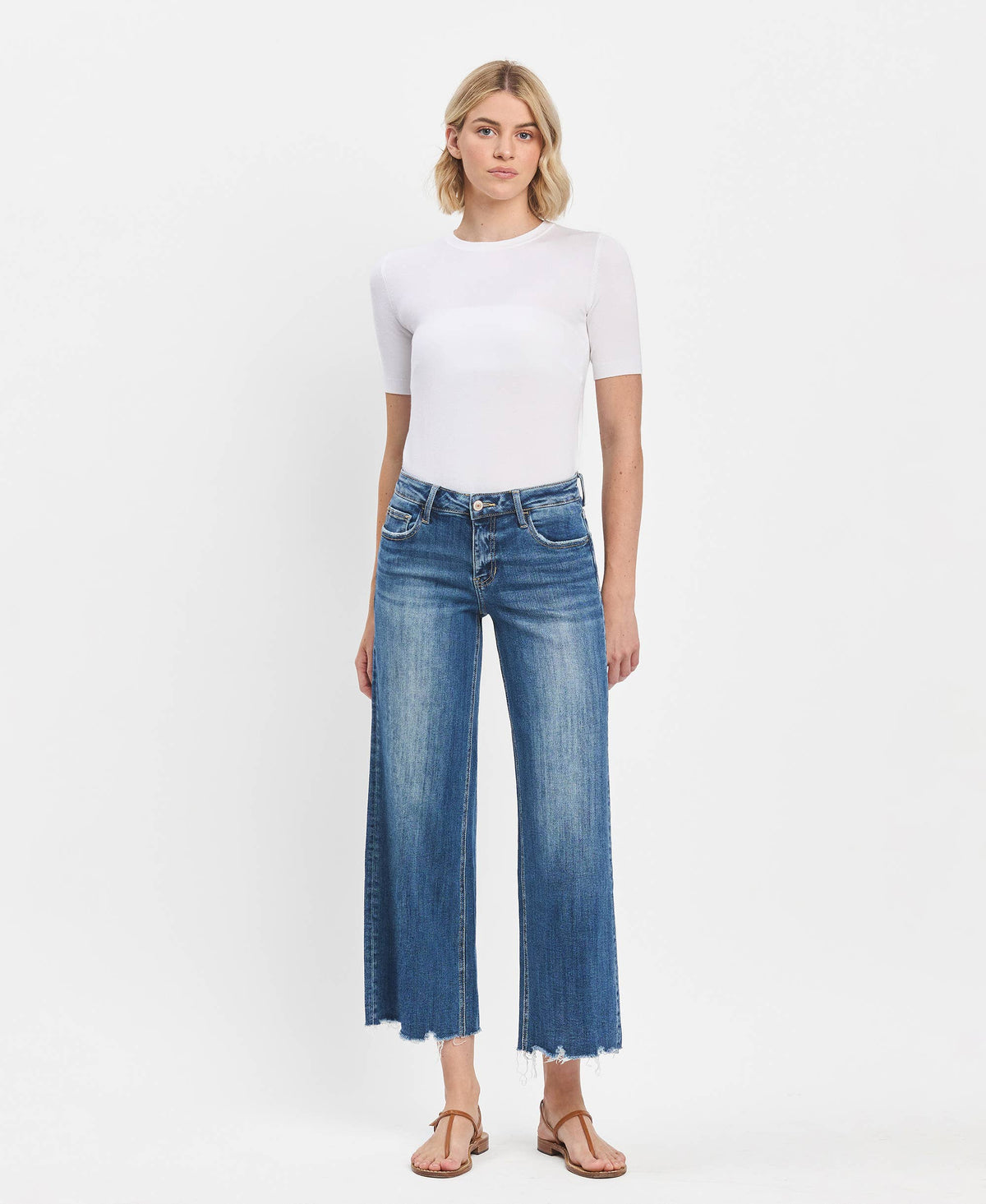 MID RISE RAW HEM WIDE JEANS-LOVERVET