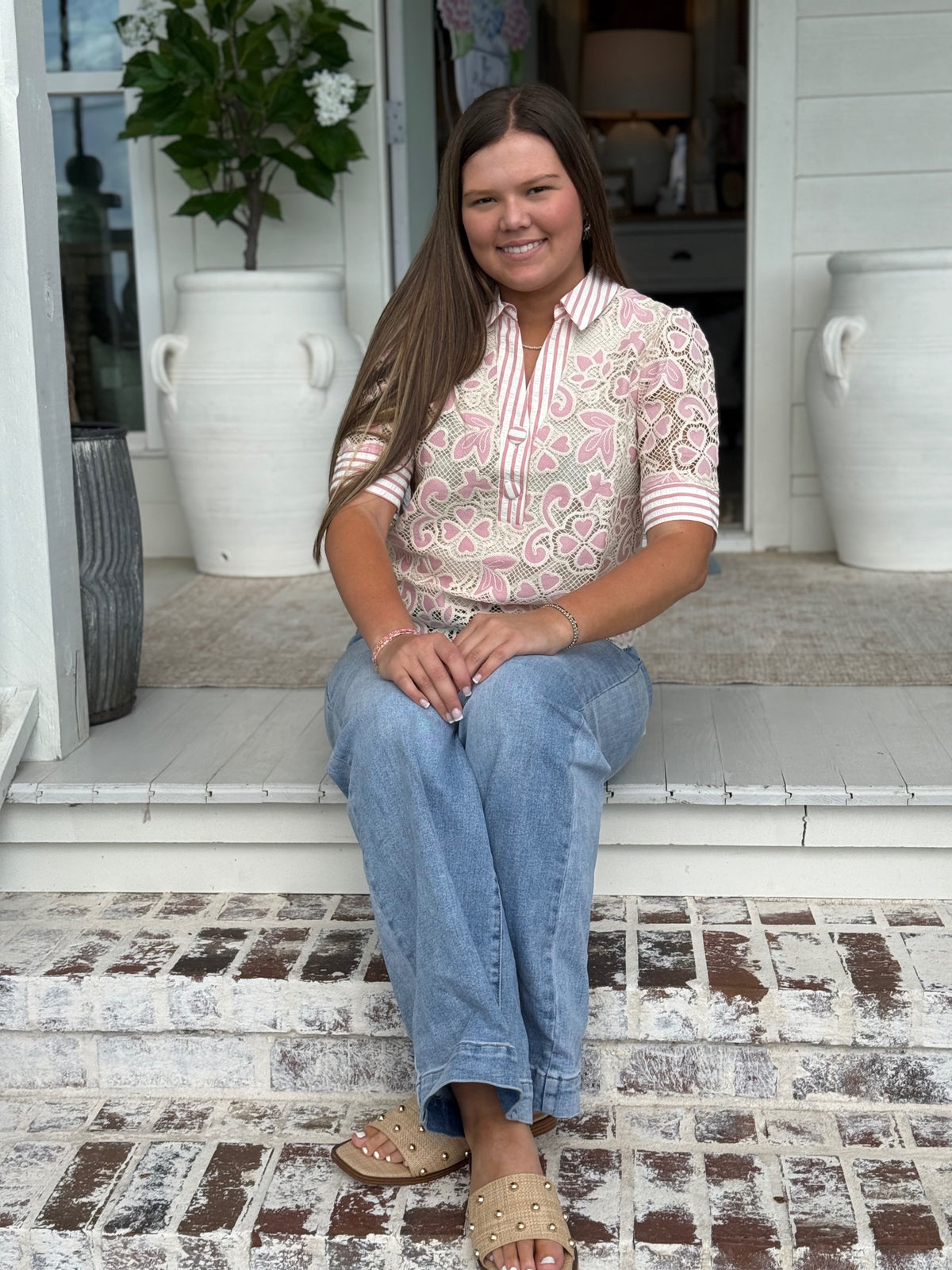 Sweet Grace Mixed Lace Blouse