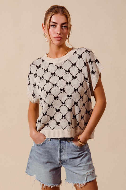 Oatmeal Bow Dolman Sweater Top