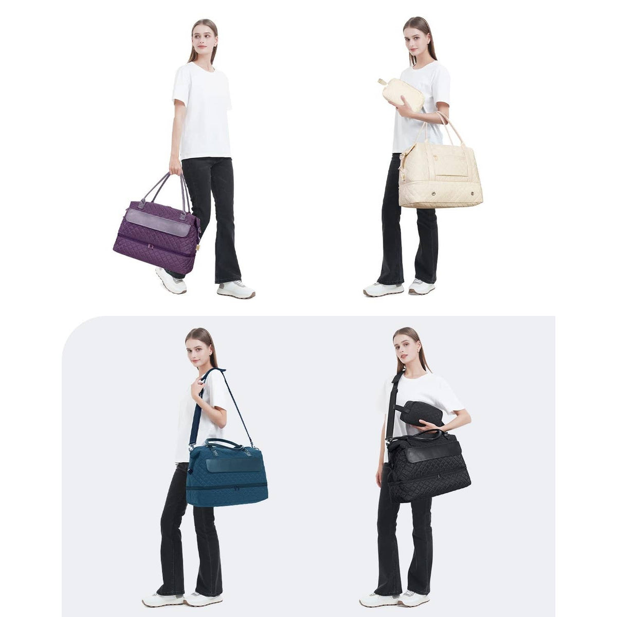 Airplane Approved Duffle Bag & Toiletry Bag Set 2 PCS: Black
