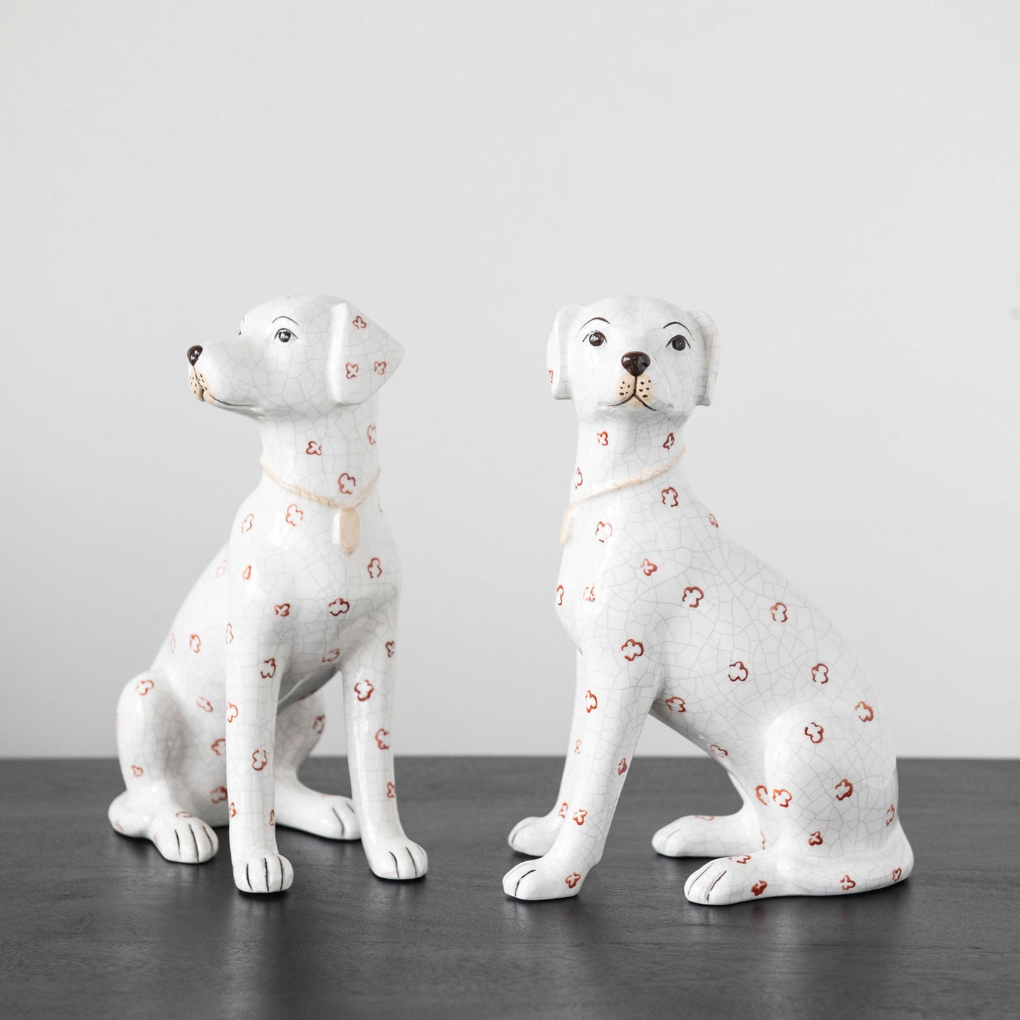 Hand-Painted Ceramic Dog, Crackle Finish, 2 Styles