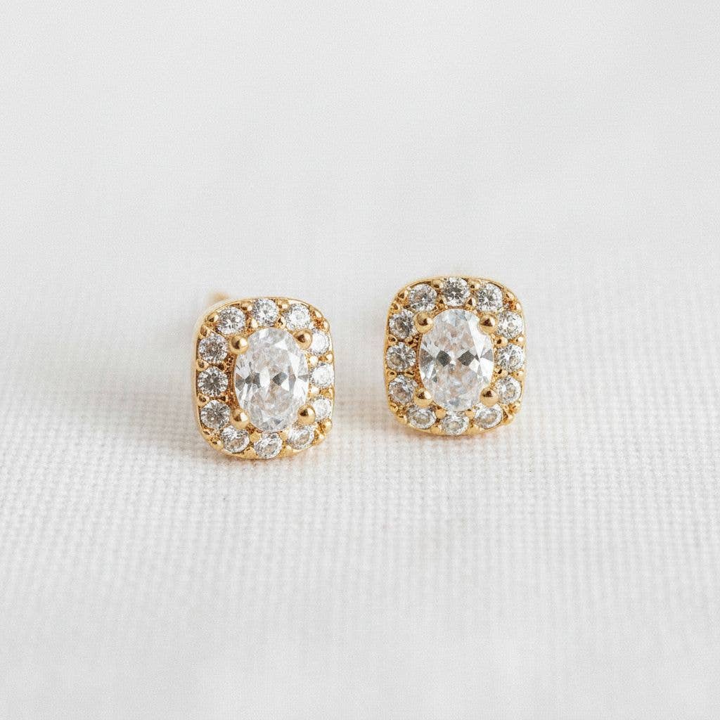 Mini Pave Cubic Zirconia Stud Earrings