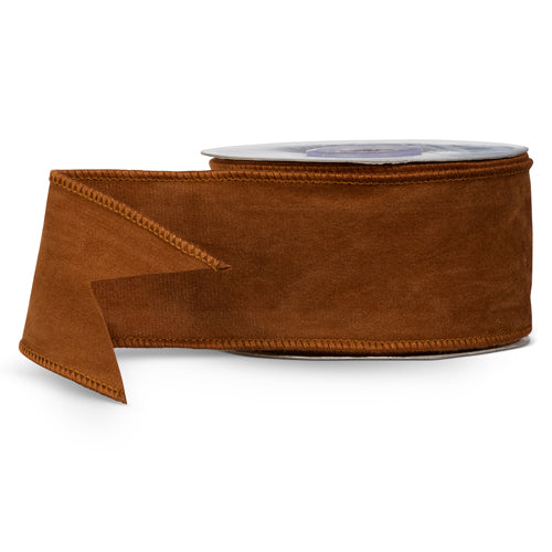 2.5" x 10 Yards Cognac Suede Ribbon