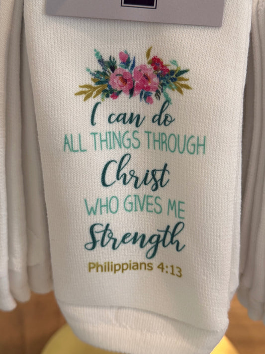 Philippians 4:13 I can do all things through Christ socks