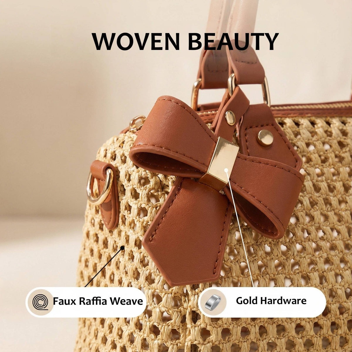 Mira Mini Straw Top Handle Crossbody Bag – Brown