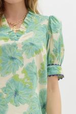 Mint Floral Ric Rac Top