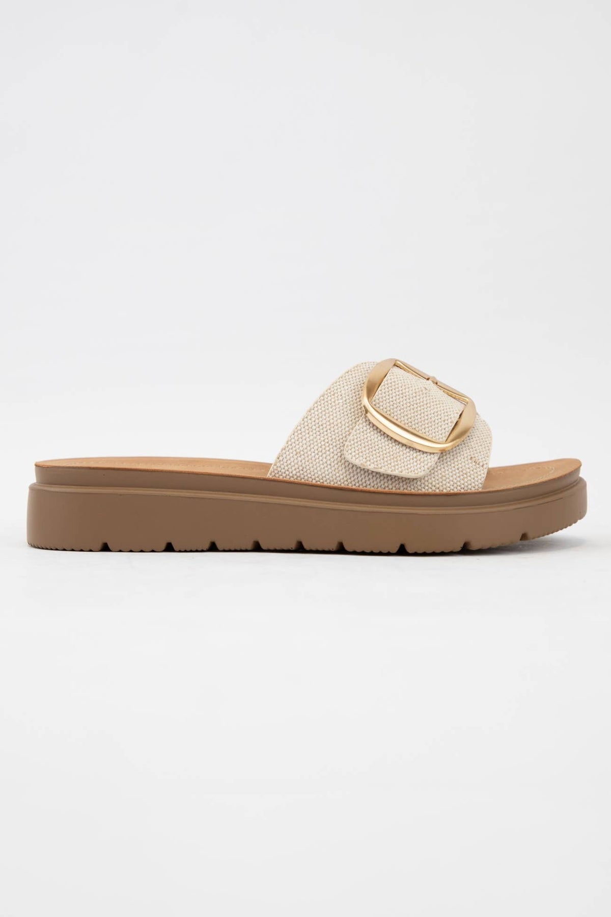 Delight Big Buckle Strap - Beige Cotton