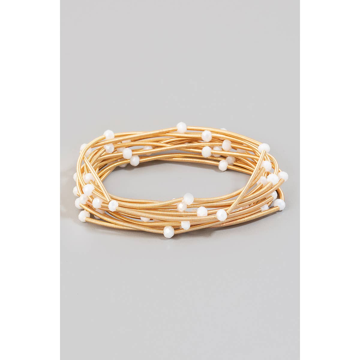 Rhinestone Beads And Coils Bracelet Set: WHAB