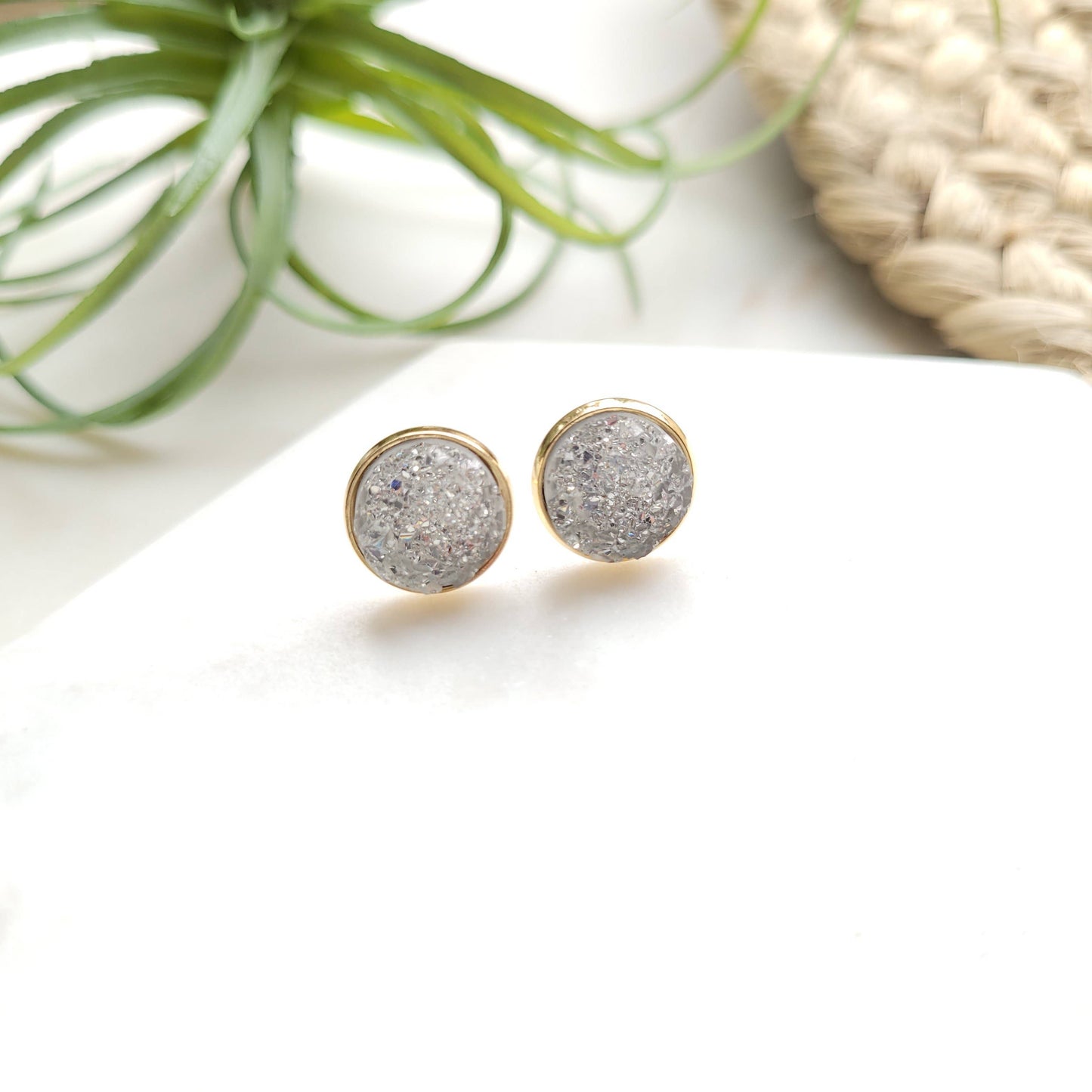 Crystal Clear Geode Druzy Studs