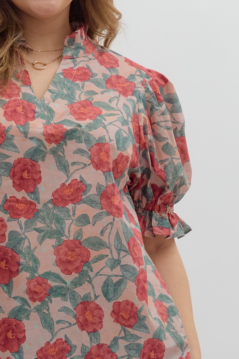 Rose Garden Ruffle Neck Blouse – Curvy