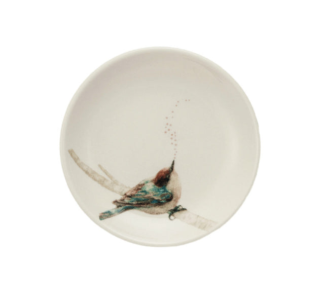 Stoneware Dish w/Bird on Branch