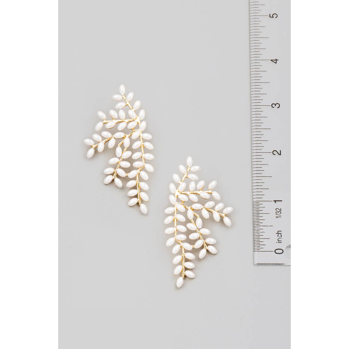 Pearl Bead Vine Leaf Earrings: G