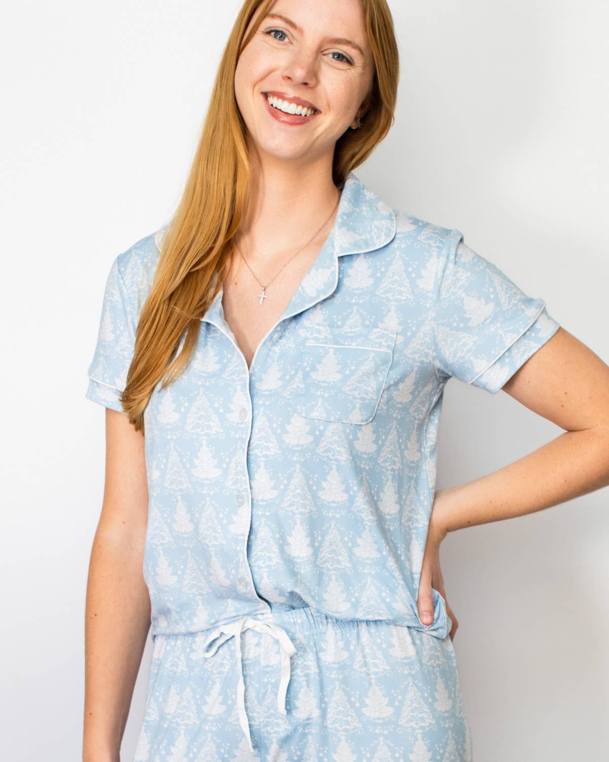 Winter Dreams Short Sleeve Button-Up Sleep Shirt & Pants Set
