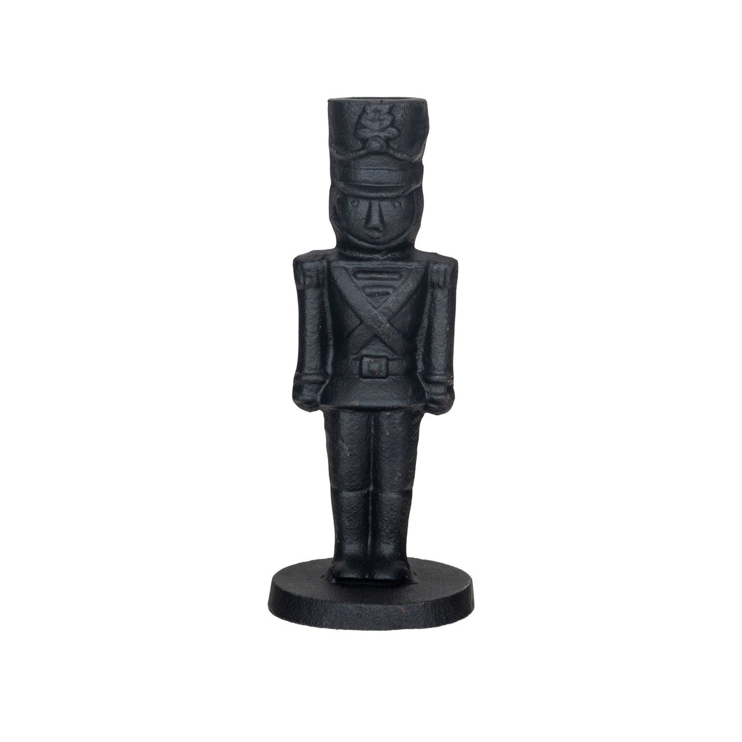 Cast Iron Soldier Shaped Taper Holder, Black 2 sizes