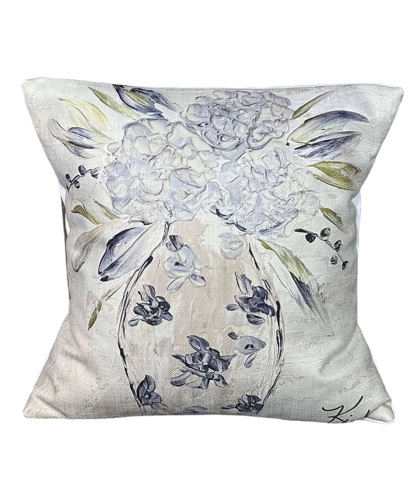 GA Light Blue Hydrangea Pillow