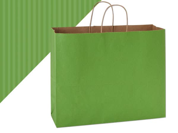 Recycled Shadow Stripe Kraft Paper Retail Shopping Bags: French Blue, 25 Pack, Vogue 16x6x13"