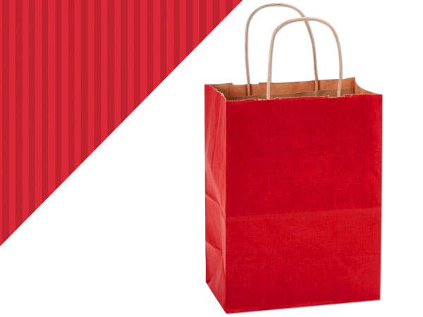 Recycled Shadow Stripe Kraft Paper Retail Shopping Bags: French Blue, 25 Pack, Cub 8x4.75x10.5"
