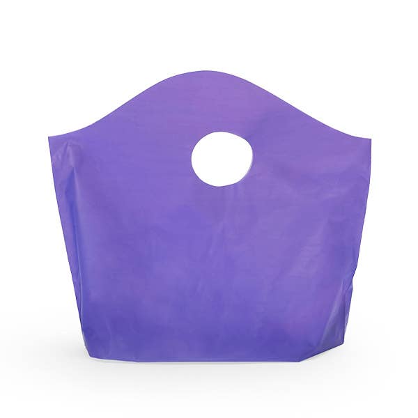 Wave Top Plastic Retail Merchandise Bags: Clear Frosted, Medium 18x15x6"
