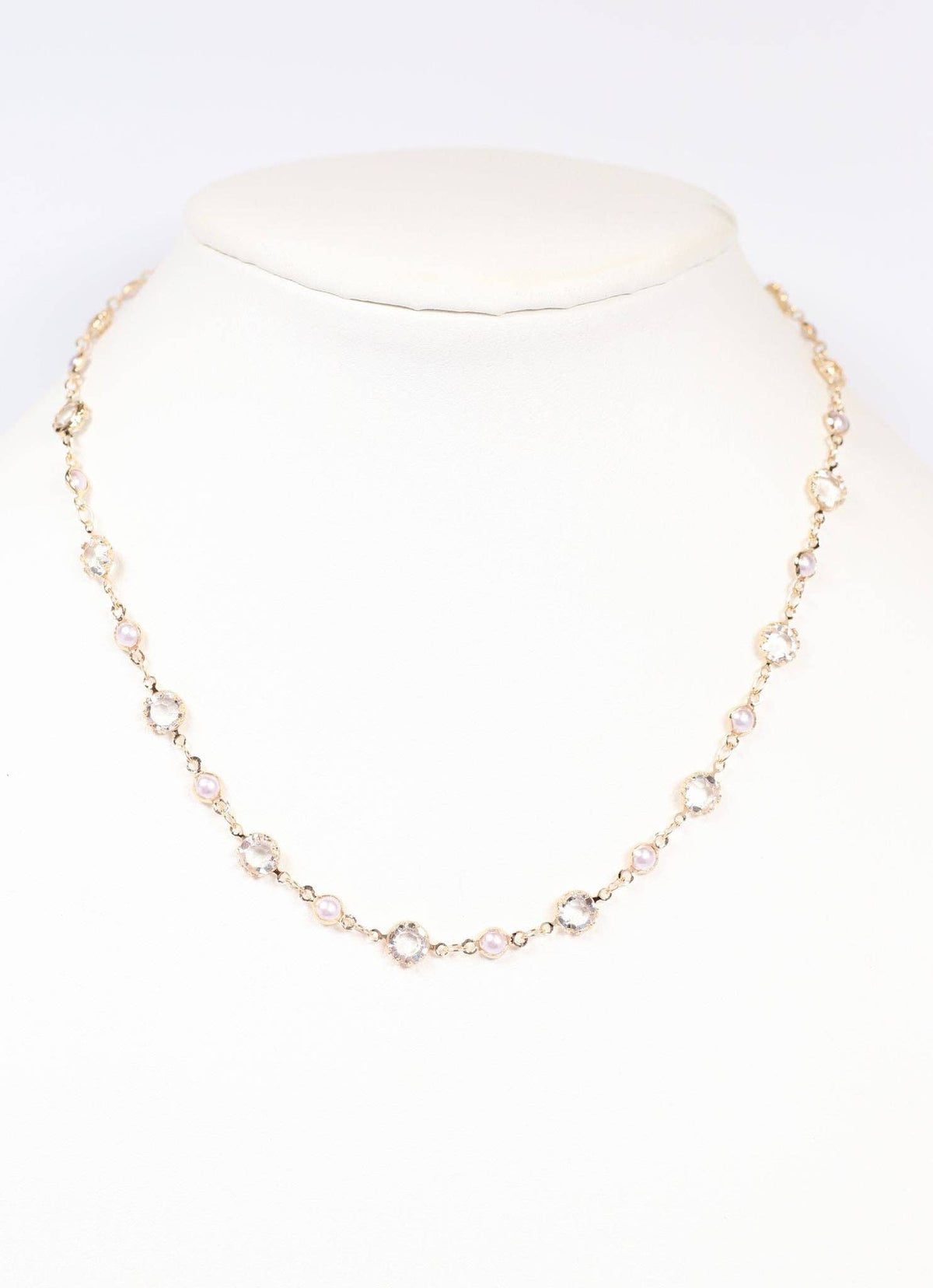 Live Oak Crystal and Pearl Necklace GOLD