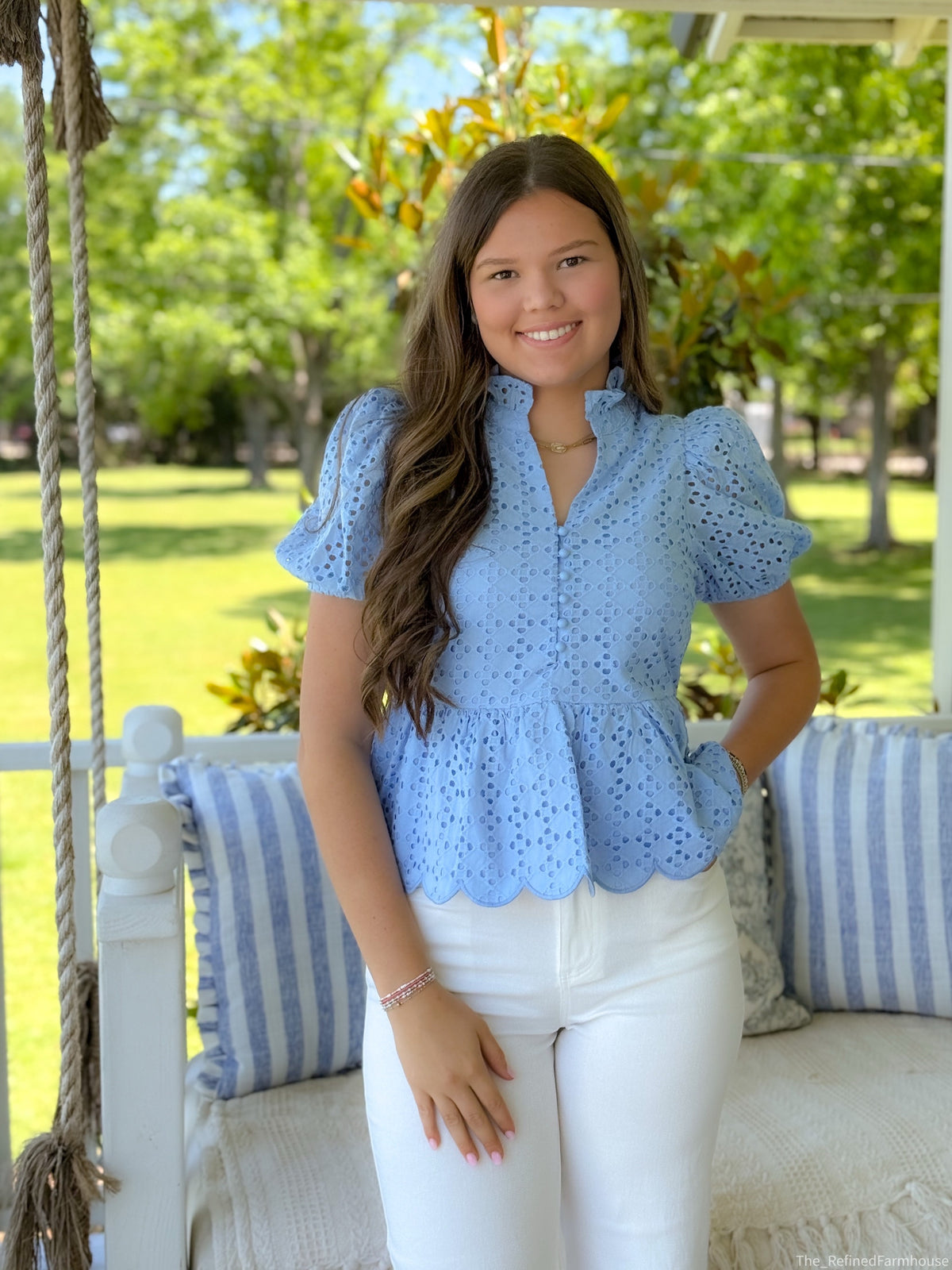 Soft Sky Eyelet Top