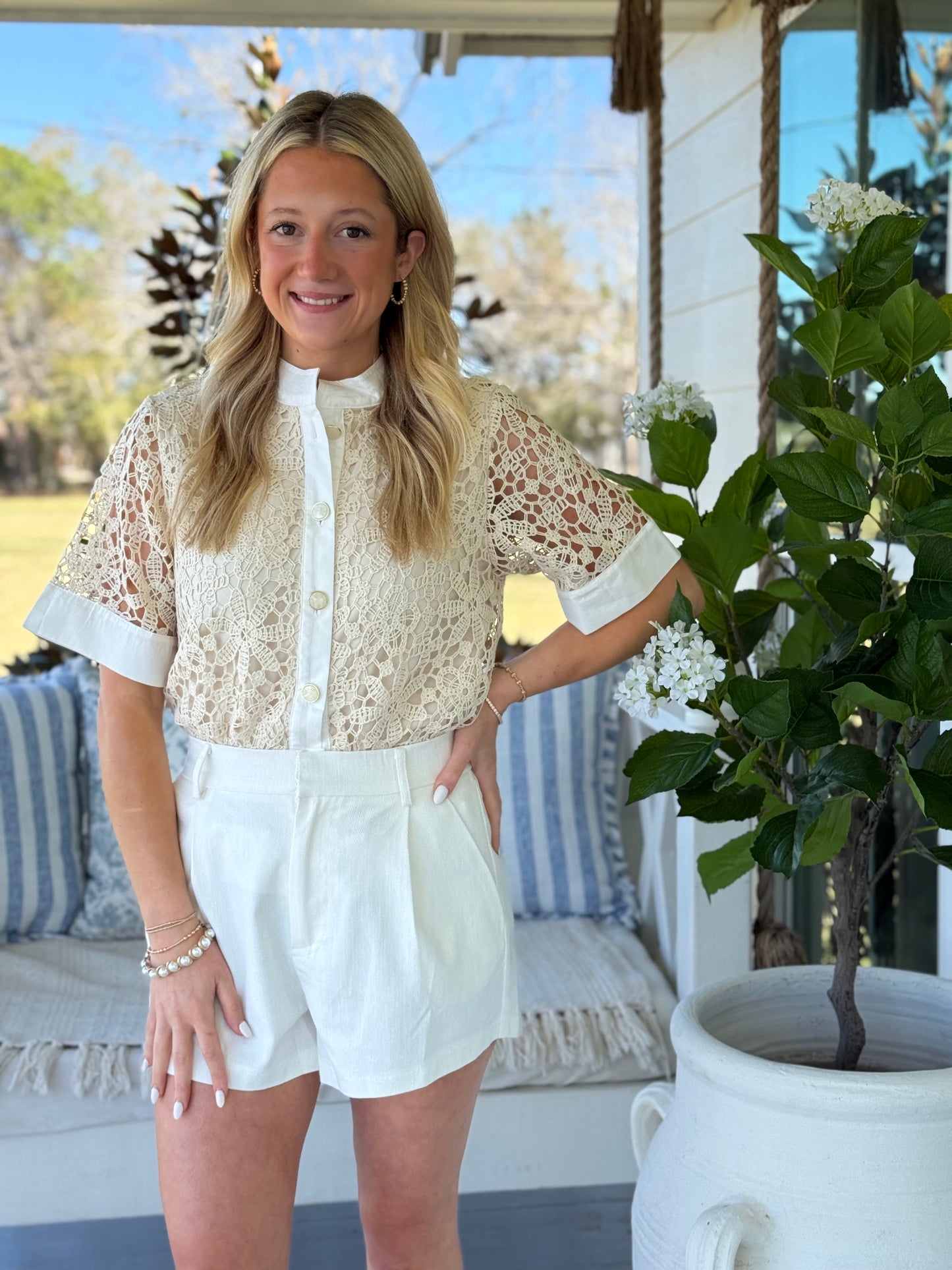 The Brighton Tailored Shorts-WHITE