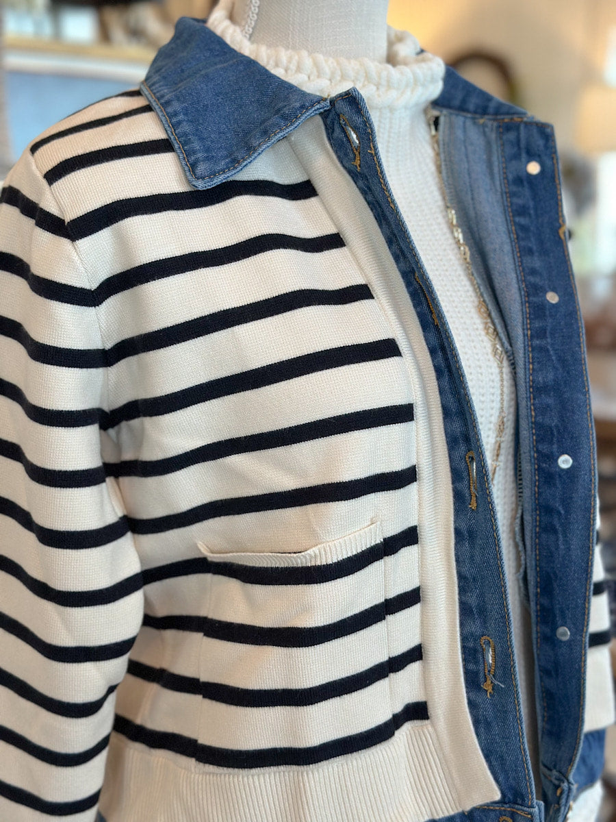 Striped Knit Cardigan Sweater