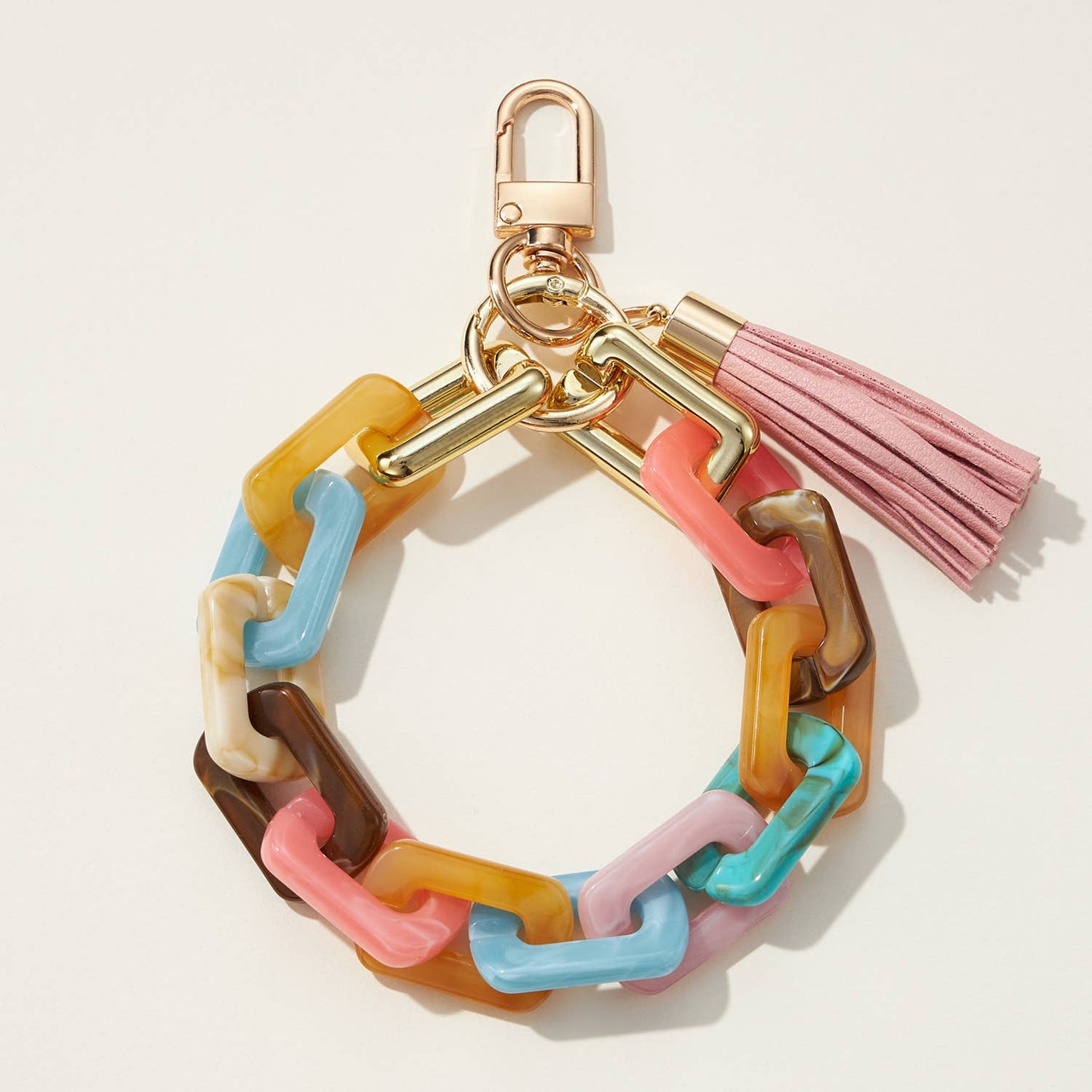 Two Tone Mixed Resin Chain | Keychain with Tassel: MUL