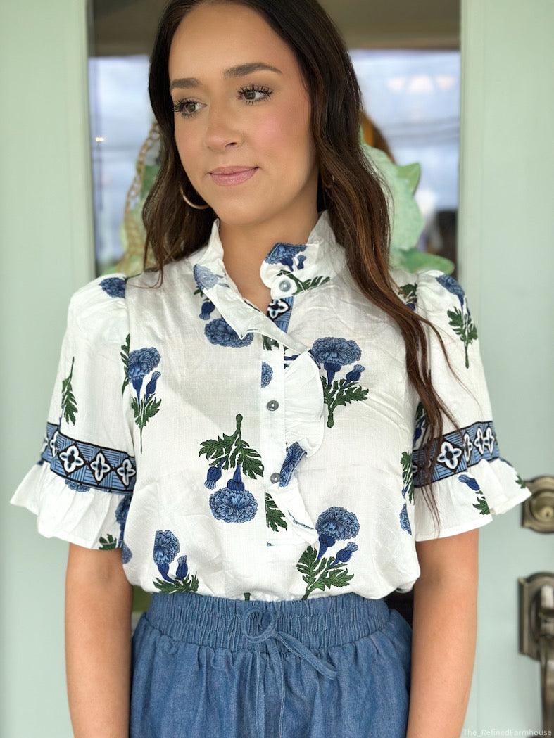 FloraFlair Puff-Sleeve Top