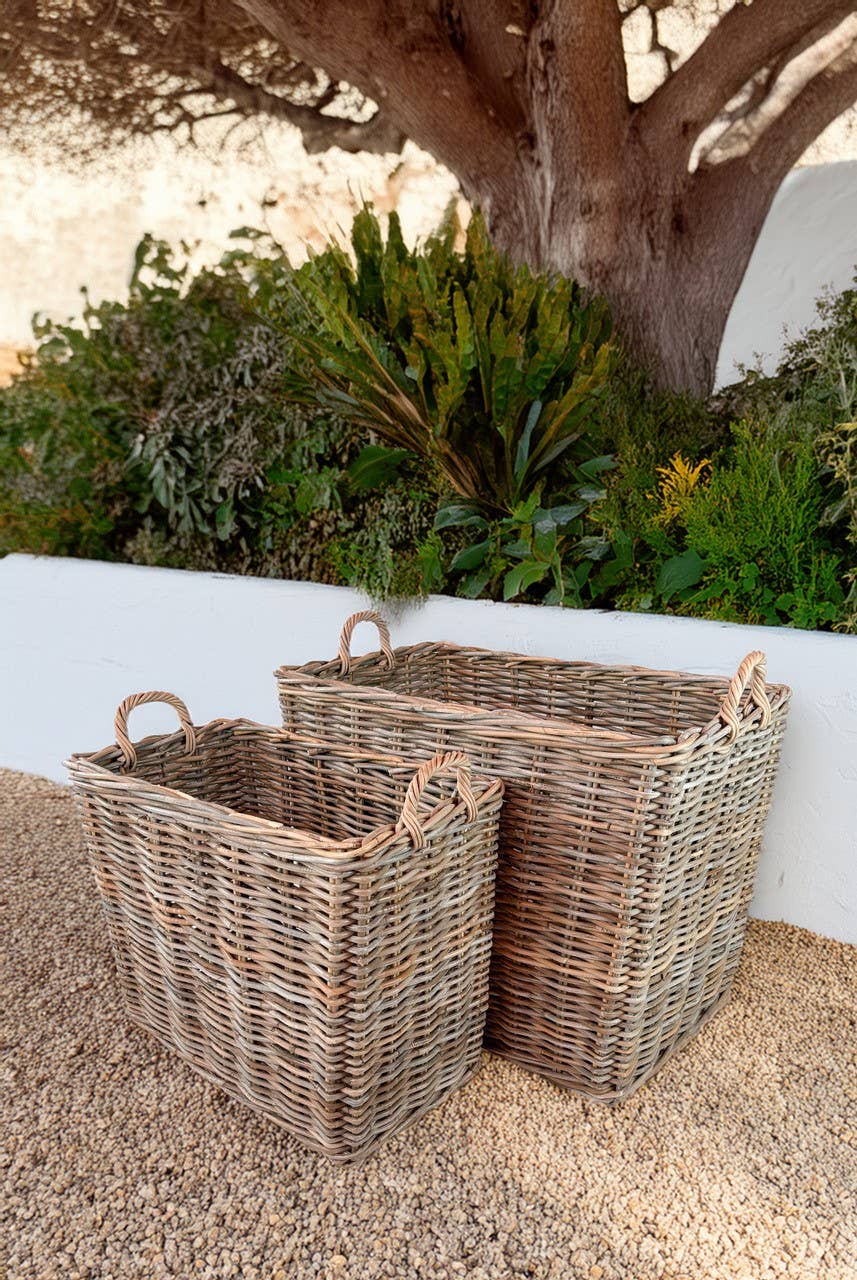 Square Grey Rattan Baskets