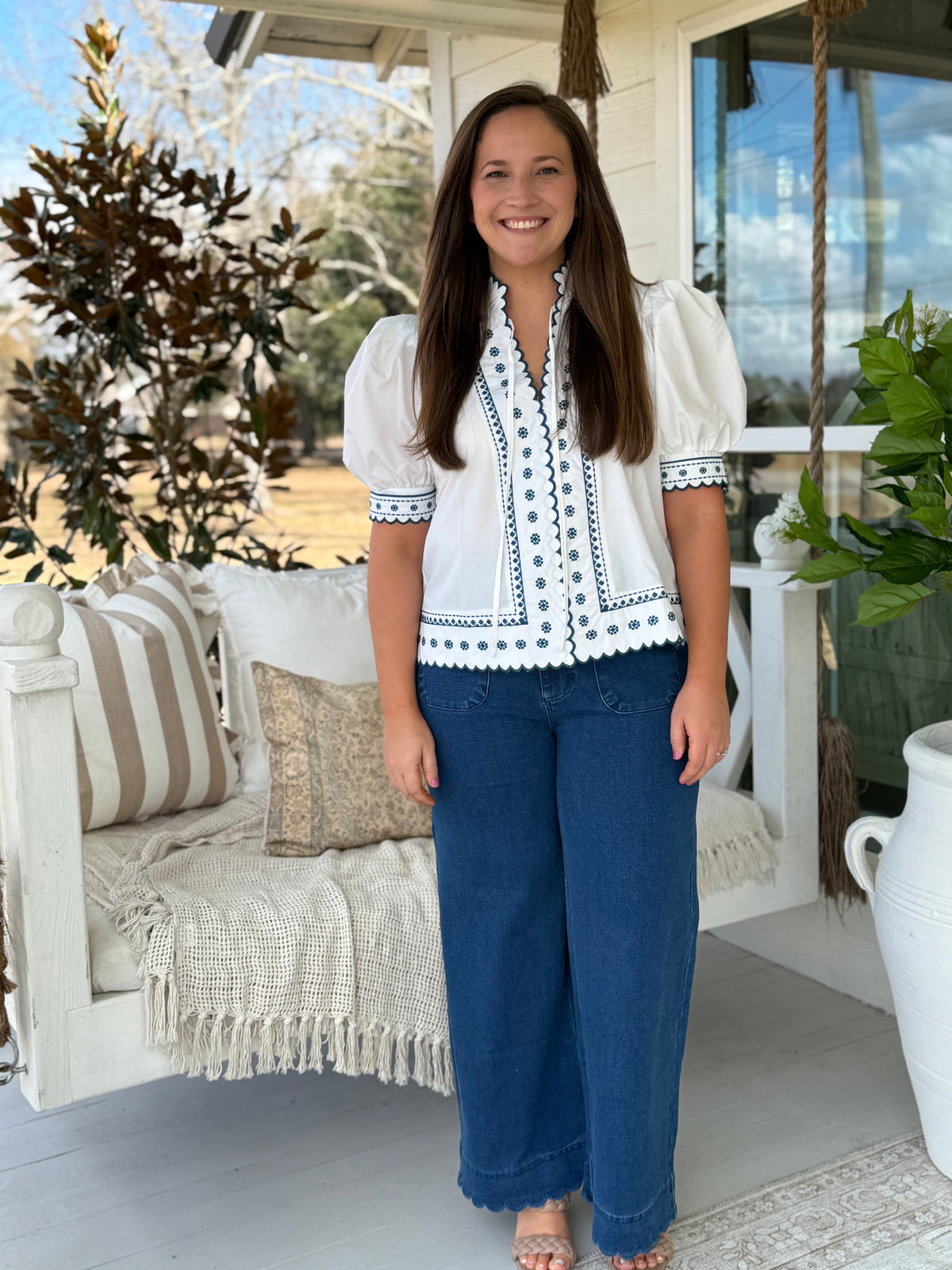 The Coastal Charm Scallop Denim Pants