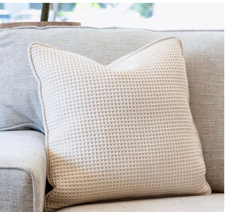 Beige Jacquard Weave Pillow