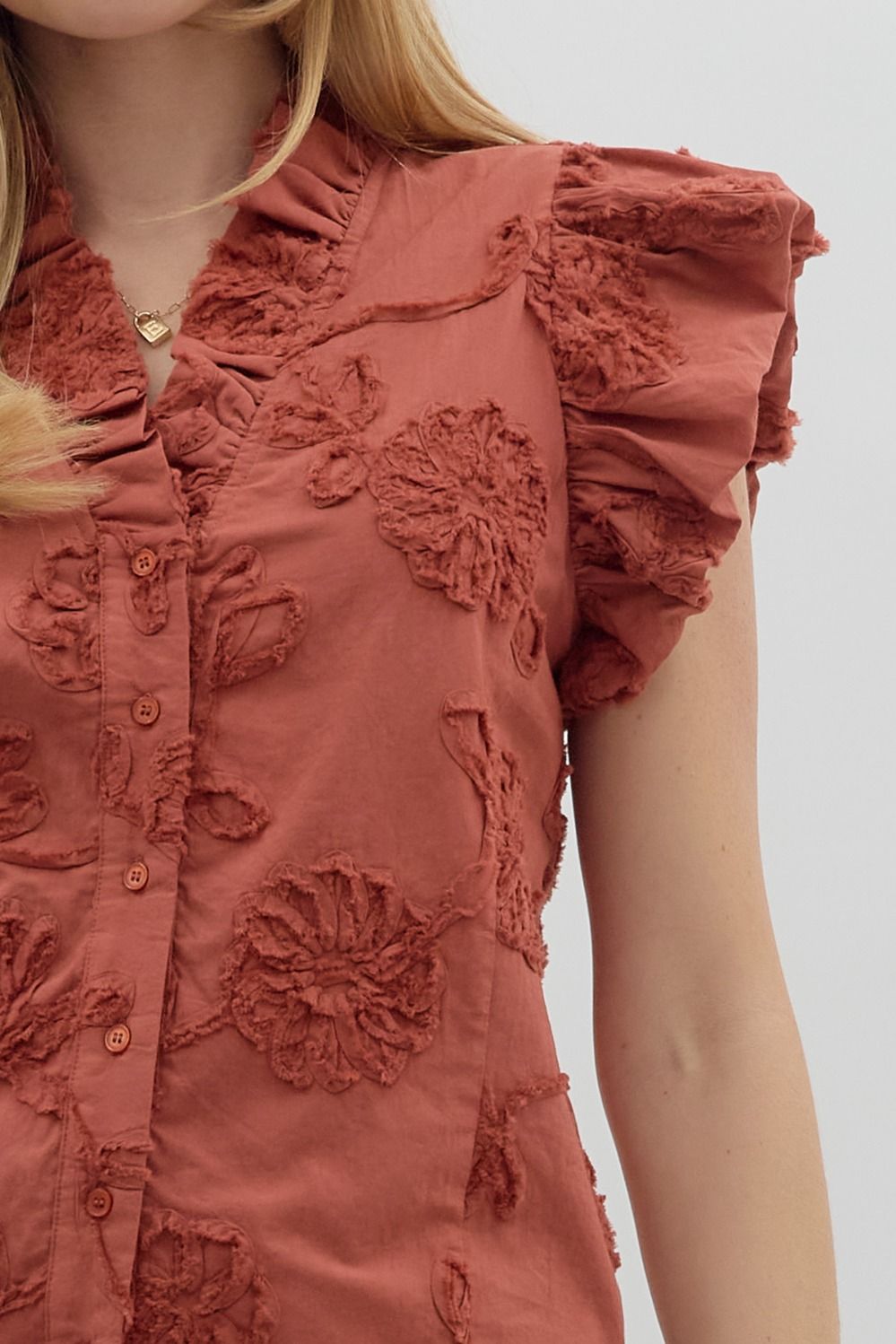 Chestnut Bloom Ruffle Blouse