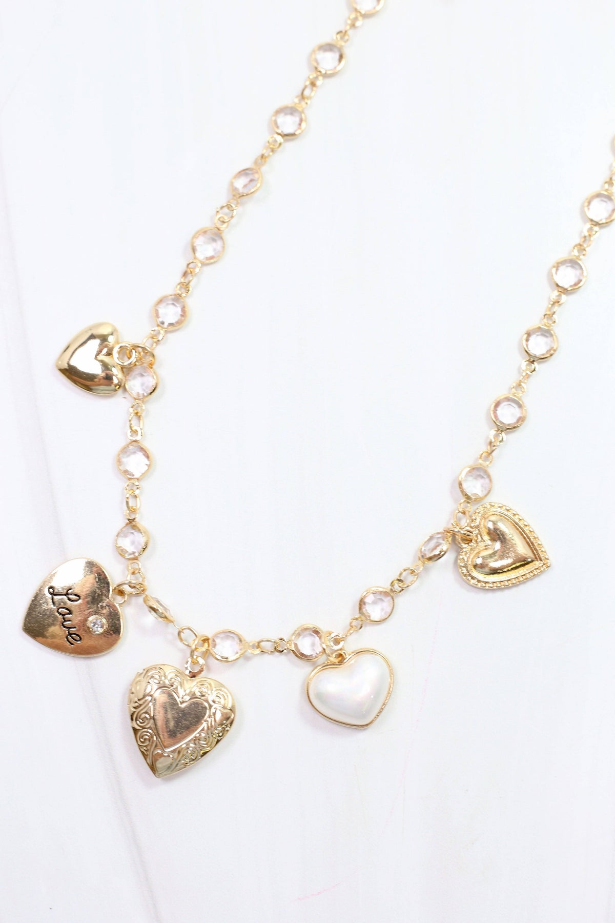 Mix It Up Heart Charm Necklace Gold